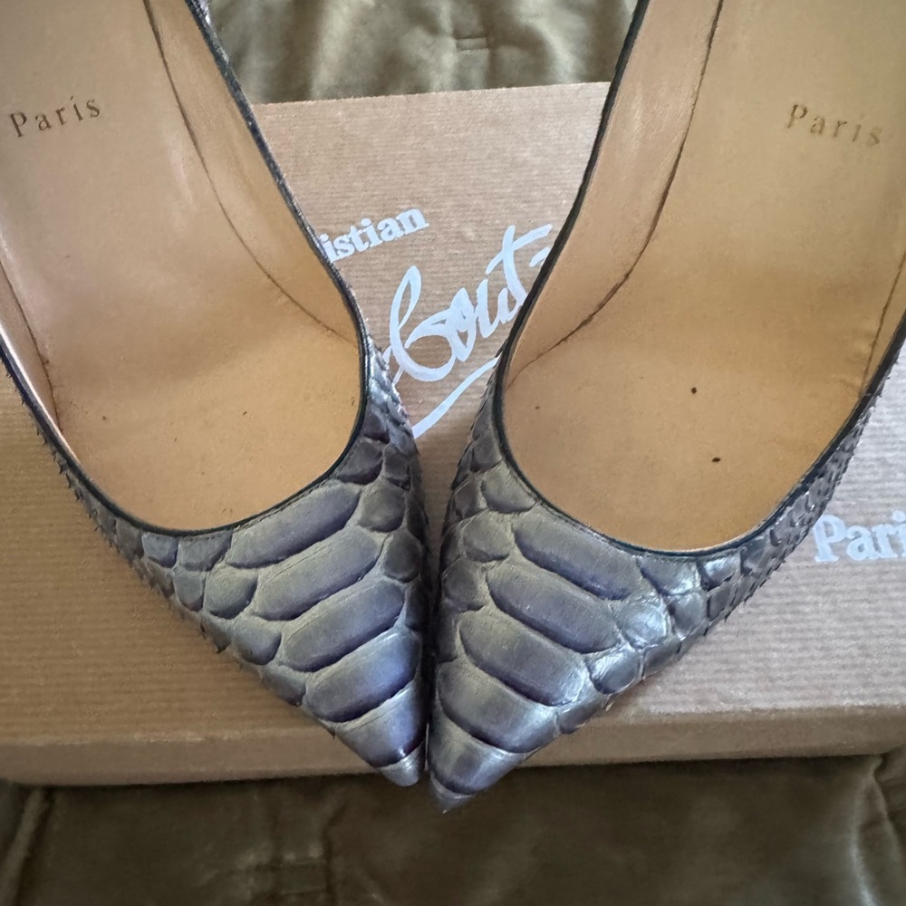Christian Louboutin Silver Snakeskin Heels